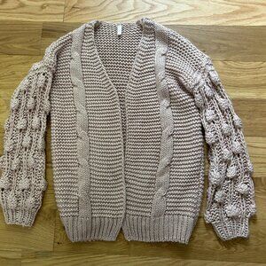 Boutique Jardin By Macris Pink Bauble Sleeve Cardigan Sweater Medium M L…